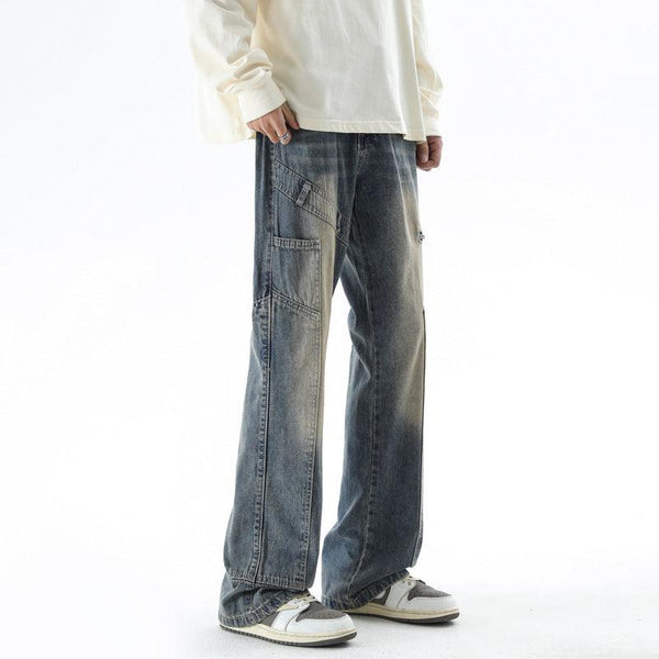 American Retro Washed Logging Cargo Jeans for Men - Comfort and Style in One Pair