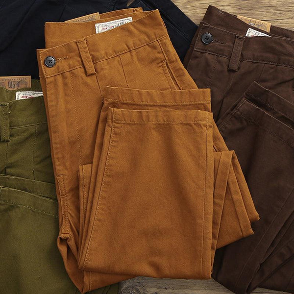 Autumn Cotton Straight Cargo Pants Men's