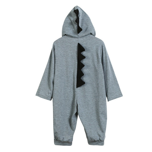 Newborn Infant Baby Boy Girl Dinosaur Hooded Romper Jumpsuit Outfits Clothes Long Sleeve Solid Baby Rompers Casual Comfortable - Totostore