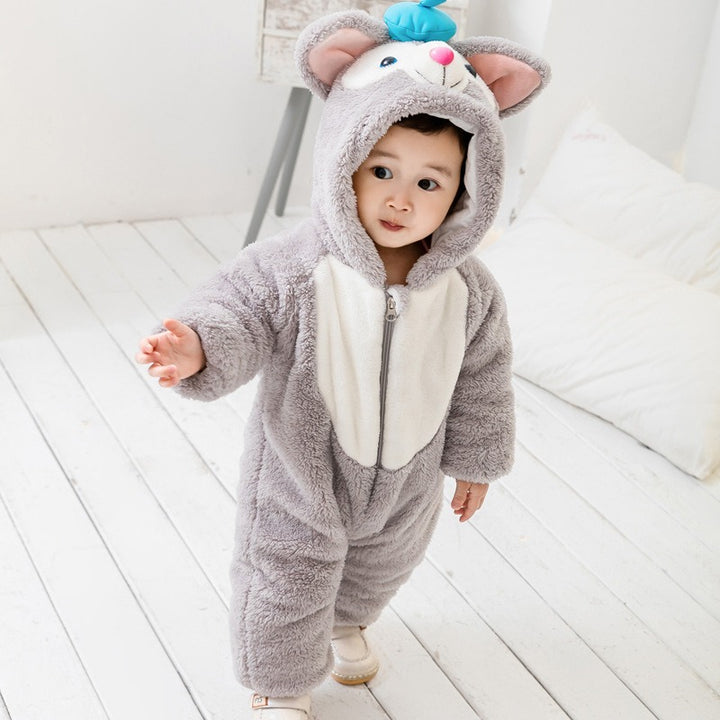 Thickened One-Piece Clothes Baby Clothes Newborn Baby Crawling Clothes Autumn And Winter Daffy Bear New Animal Shape - Totostore