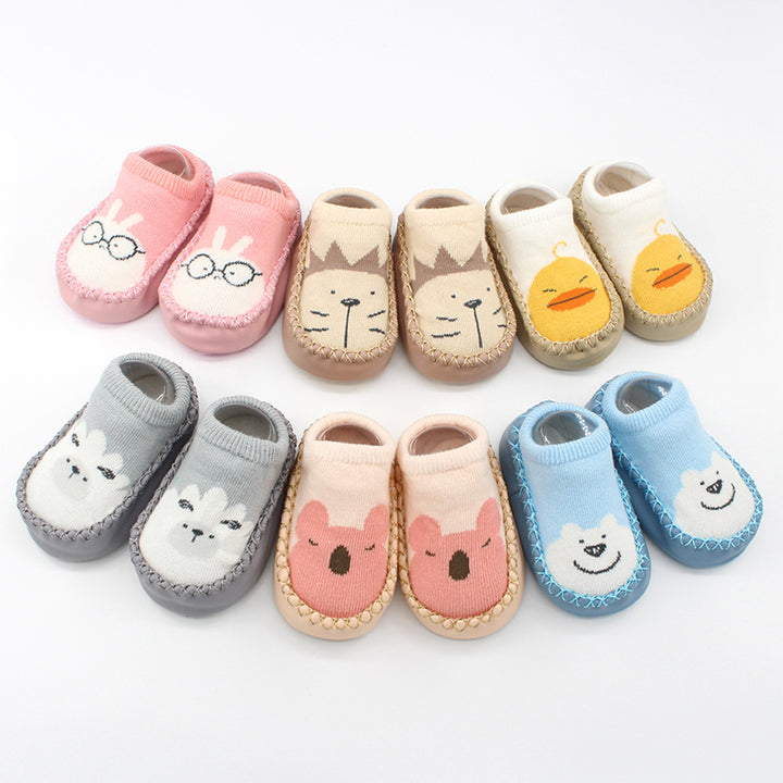 New Cartoon Baby Shoes Non-Slip Leather Cotton Socks for Spring Autumn - Totostore