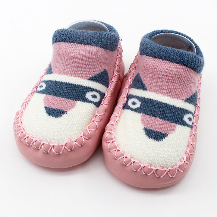 New Cartoon Baby Shoes Non-Slip Leather Cotton Socks for Spring Autumn - Totostore