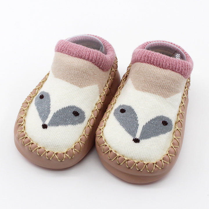 New Cartoon Baby Shoes Non-Slip Leather Cotton Socks for Spring Autumn - Totostore