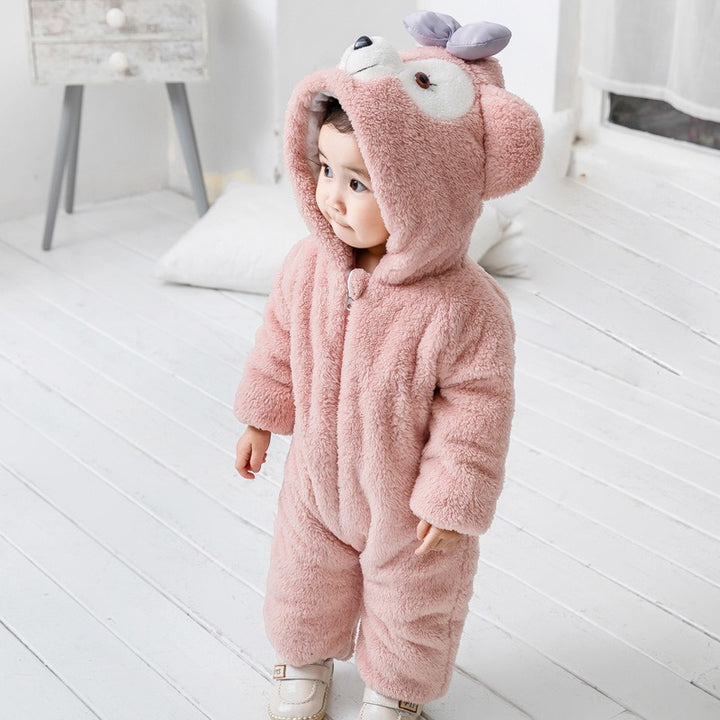 Thickened One-Piece Clothes Baby Clothes Newborn Baby Crawling Clothes Autumn And Winter Daffy Bear New Animal Shape - Totostore