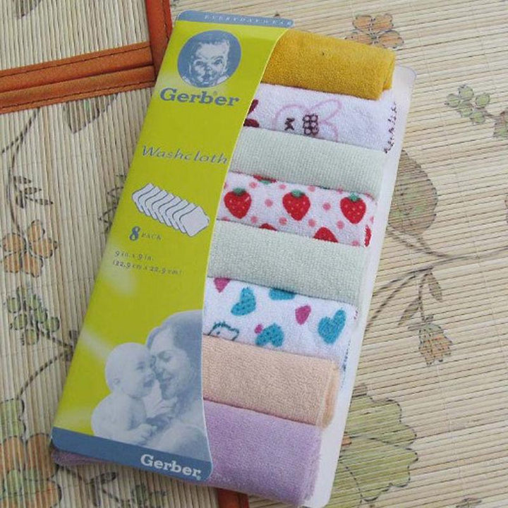 8Pcs Baby Infant Bath Towel Washcloths Bathing Feeding Wipes Cloth Baby Wash Cloth Soft for Newborn Kids Baby Care Nursing Towel - Totostore