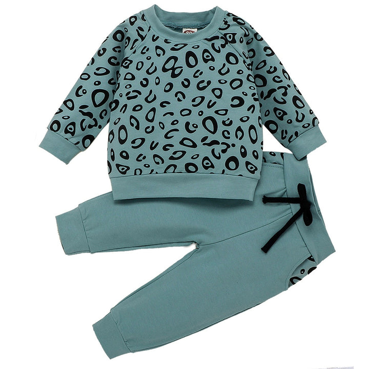 Leopard Print Kids Clothes Set T-shirt Sweater Coat Tops and Pants Outfits for Baby Boys and Girls - Totostore