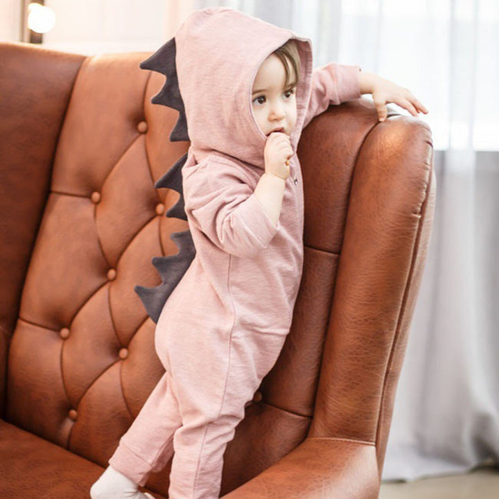 Newborn Infant Baby Boy Girl Dinosaur Hooded Romper Jumpsuit Outfits Clothes Long Sleeve Solid Baby Rompers Casual Comfortable - Totostore