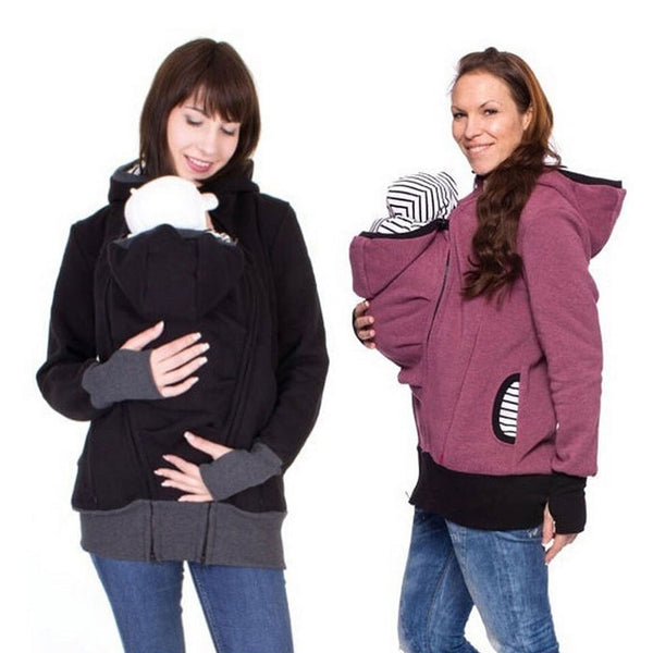 Thick Wool Maternity Hoodie Sweater for Pregnant Women - Baby Carrier Jacket Coat - Fashionable Casual Clothing - Totostore