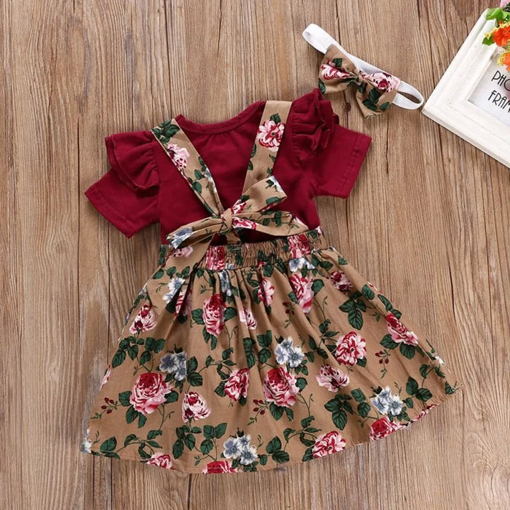 Baby Girl Floral Romper Set with Headband - Adorable and Comfortable for Your Little Princess - Totostore