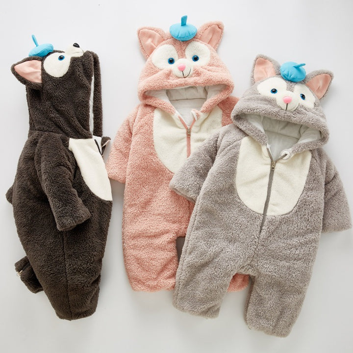 Thickened One-Piece Clothes Baby Clothes Newborn Baby Crawling Clothes Autumn And Winter Daffy Bear New Animal Shape - Totostore