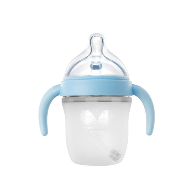 Newborn Essentials VALUEDER Soft Silicone Feeding Bottle - PinkBlue Wide-Neck Design with Natural Nipple - Totostore