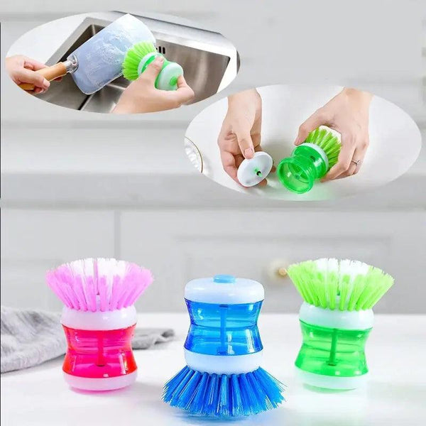 Kitchen Washing Utensil Set with Liquid Soap Dispenser - Random Color Household Cleaning Accessories