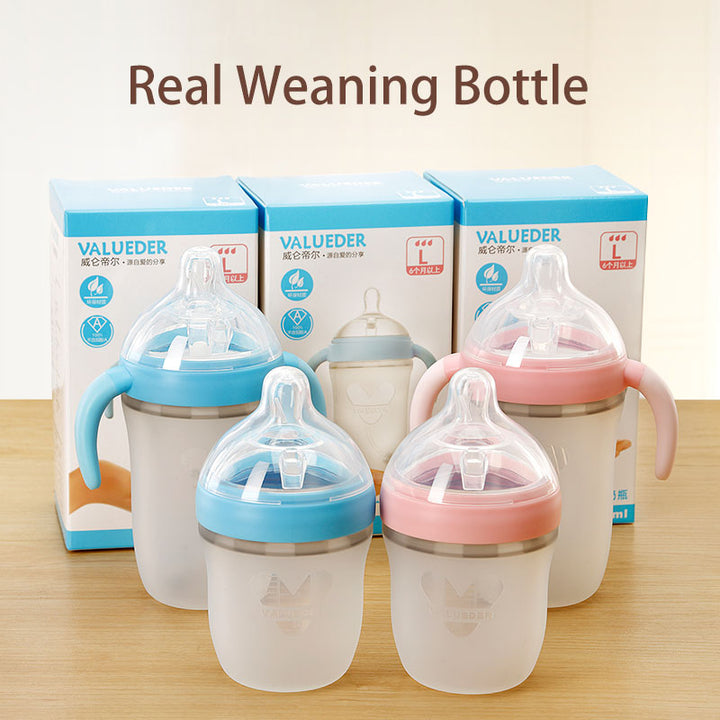 Newborn Essentials VALUEDER Soft Silicone Feeding Bottle - PinkBlue Wide-Neck Design with Natural Nipple - Totostore