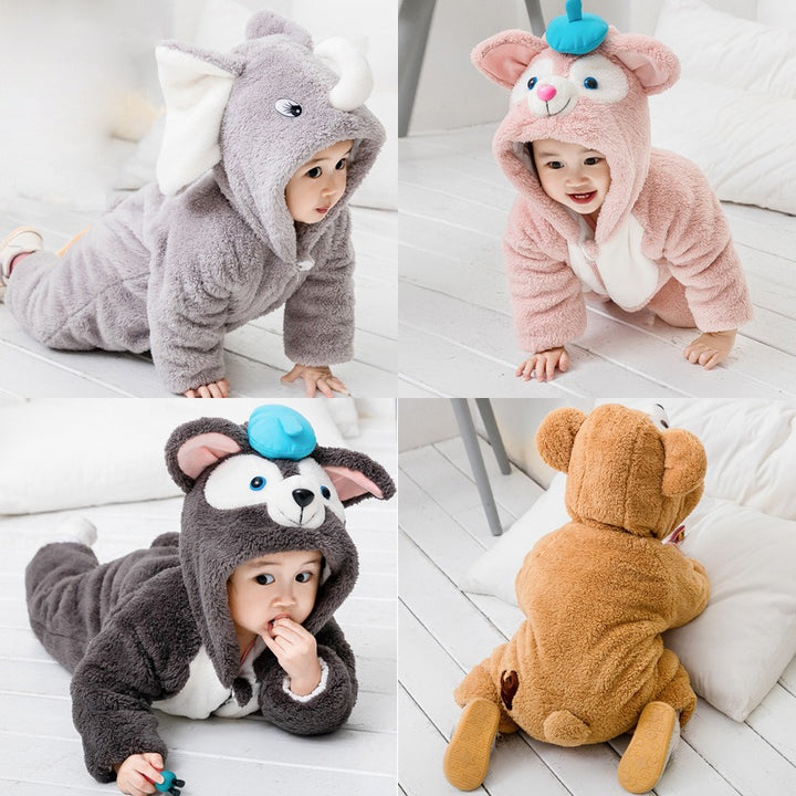 Thickened One-Piece Clothes Baby Clothes Newborn Baby Crawling Clothes Autumn And Winter Daffy Bear New Animal Shape - Totostore