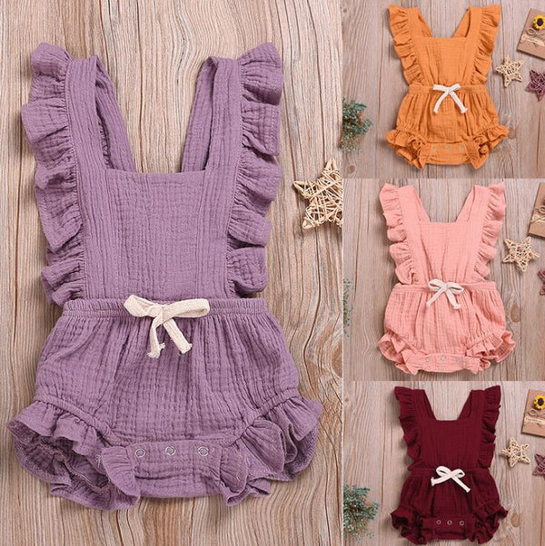 Newborn Baby Girls Ruffle Sleeveless Romper Jumpsuit Outfits - Totostore