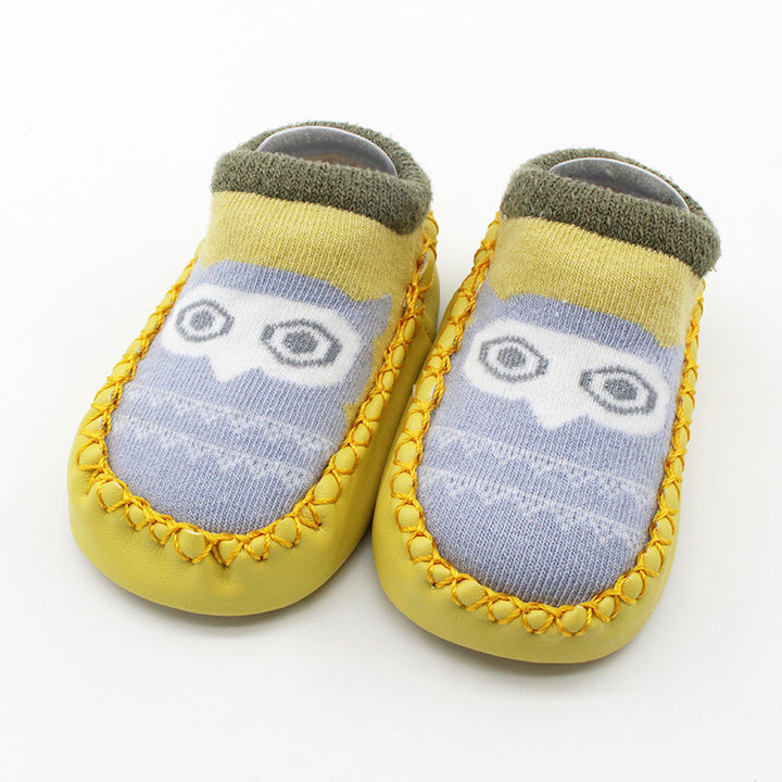 New Cartoon Baby Shoes Non-Slip Leather Cotton Socks for Spring Autumn - Totostore