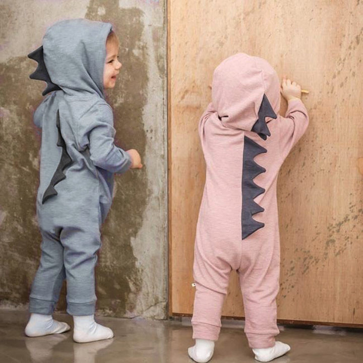 Newborn Infant Baby Boy Girl Dinosaur Hooded Romper Jumpsuit Outfits Clothes Long Sleeve Solid Baby Rompers Casual Comfortable - Totostore