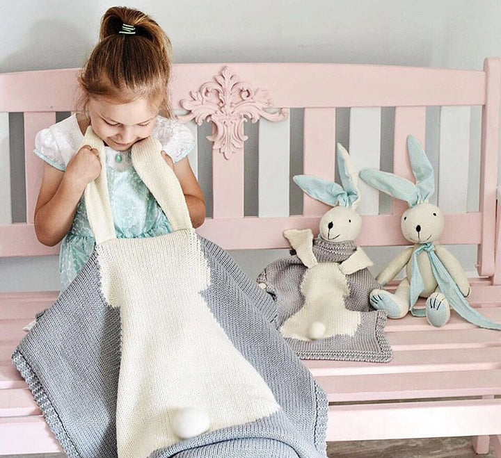 Adorable Rabbit Ears Knitted Baby Blanket - 3D Design for Children - Totostore