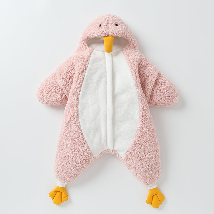 Little Yellow Duck Lamb Fleece Newborn Anti Startle Sleeping Bag - Totostore