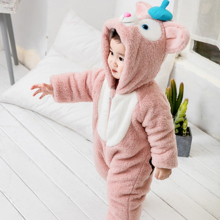 Thickened One-Piece Clothes Baby Clothes Newborn Baby Crawling Clothes Autumn And Winter Daffy Bear New Animal Shape - Totostore