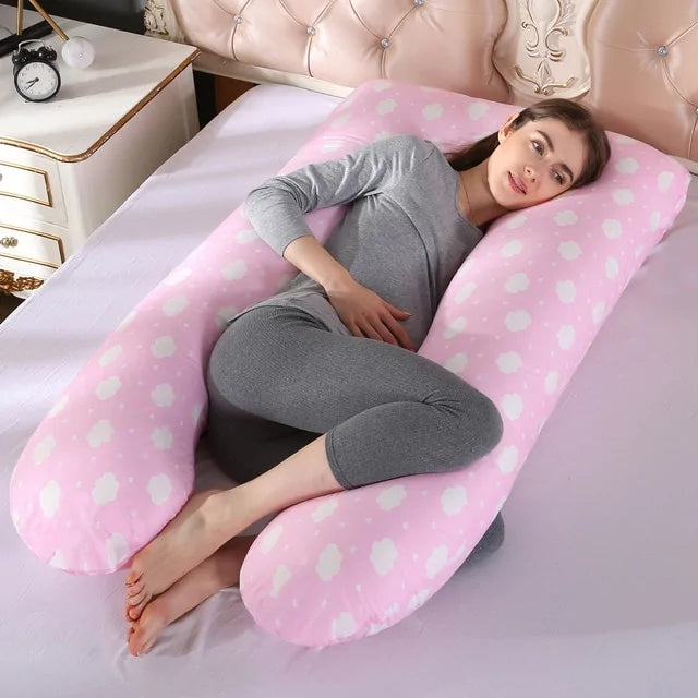 Pregnancy Support Pillow - 100 Cotton U-Shape Rabbit Print for Maternity Side Sleepers - Totostore