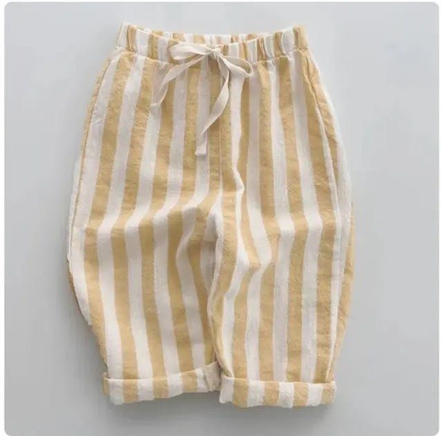 Vintage Linen Cotton Stripe Pants - Totostore