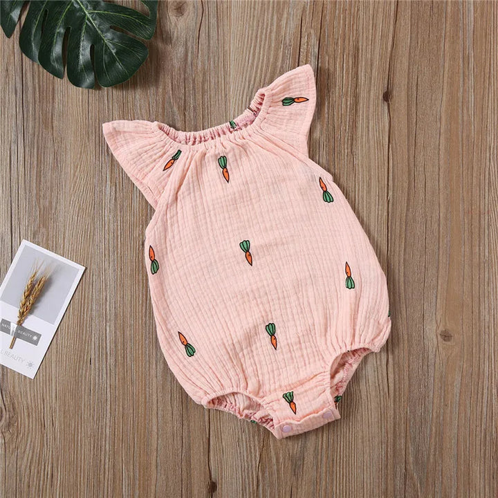 Stylish Newborn Girls Summer Bodysuit Jumpsuit Soft Cotton Linen Outfit - Totostore