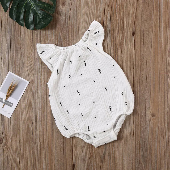 Stylish Newborn Girls Summer Bodysuit Jumpsuit Soft Cotton Linen Outfit - Totostore