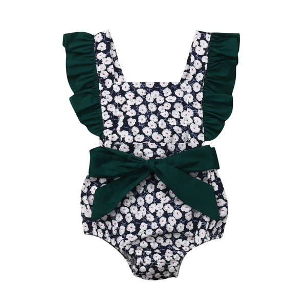 Floral Bow Romper Jumpsuit for Baby Girls 0-24M Sunsuit Outfits and Clothes for Infants - Totostore