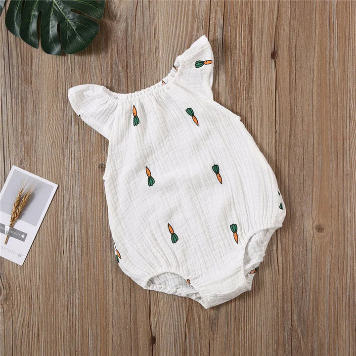 Stylish Newborn Girls Summer Bodysuit Jumpsuit Soft Cotton Linen Outfit - Totostore