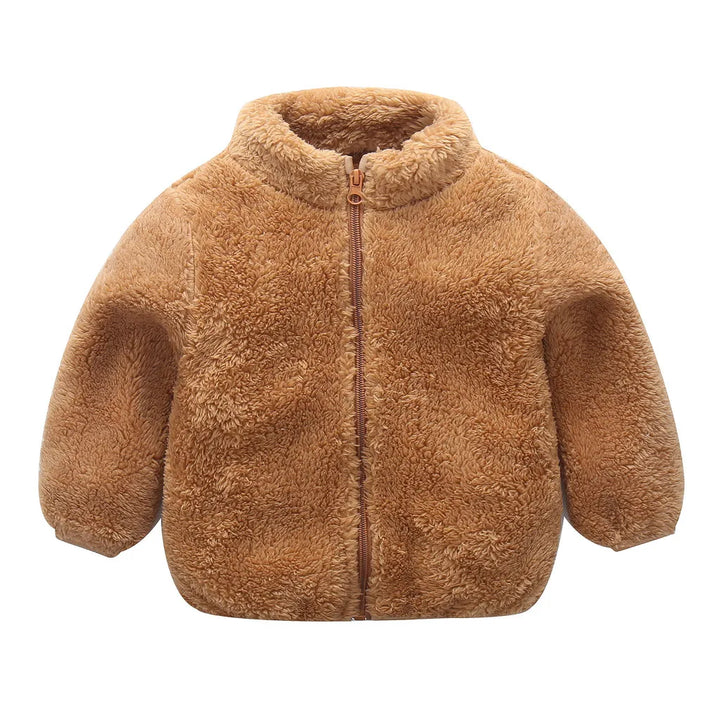 Cute Zip Solid Winter Jacket for Toddler Girl or Boy - Warm and Cozy Infant Outerwear with Fleece Lining - Totostore