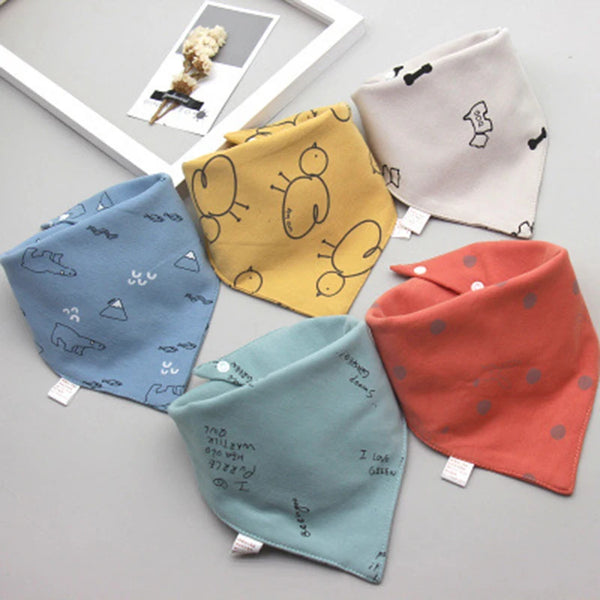 5-Piece Bandana Bib Set for Baby Boys and Girls - Double Cotton Burp Cloth Feeding Smock Saliva Towel - Babador for Infants - Totostore