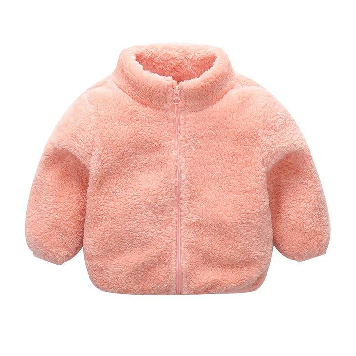 Cute Zip Solid Winter Jacket for Toddler Girl or Boy - Warm and Cozy Infant Outerwear with Fleece Lining - Totostore