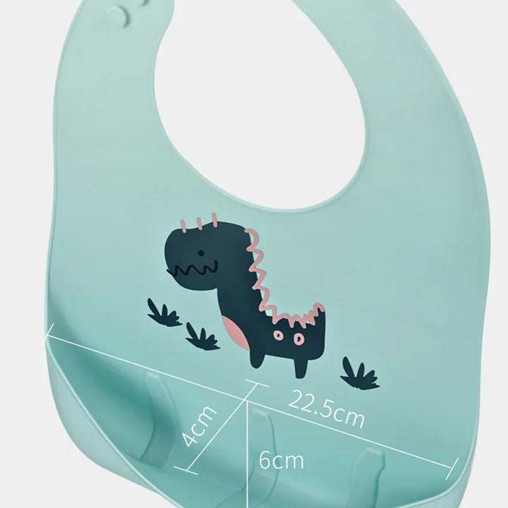 Cute Baby Bibs Waterproof Soft Silicone Cartoon Print Baby Feeding Stuff Dinosaur Kids Girl Boy Adjustable Children Bib - Totostore