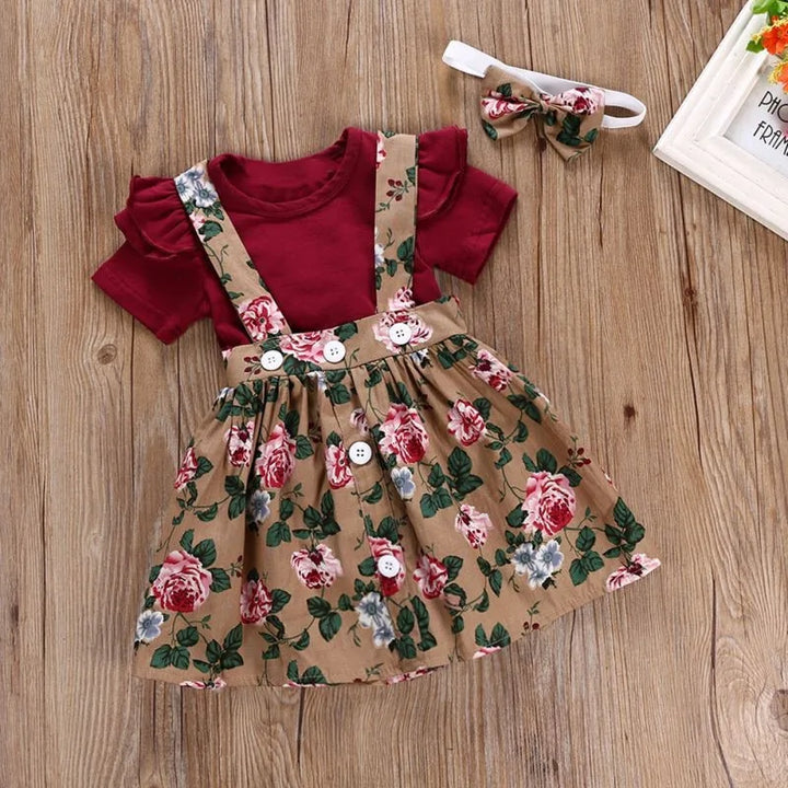 Baby Girl Floral Romper Set with Headband - Adorable and Comfortable for Your Little Princess - Totostore