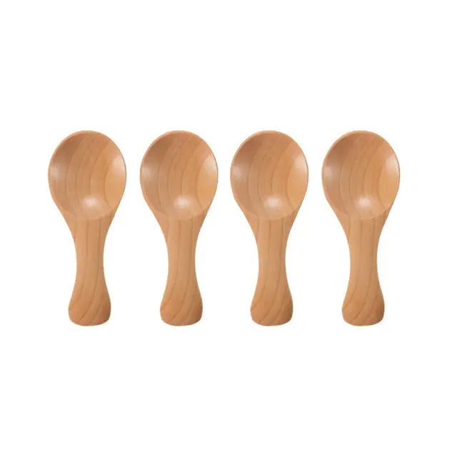 4-Piece Mini Wooden Spoons Set - Perfect for Cooking and Serving - Natural Wood Kitchen Utensils - Totostore