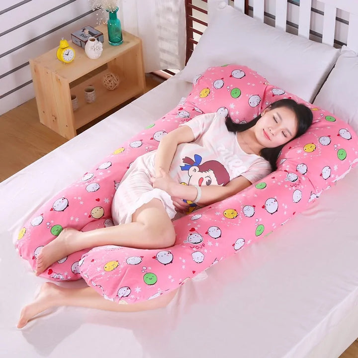 Pregnancy Support Pillow - 100 Cotton U-Shape Rabbit Print for Maternity Side Sleepers - Totostore