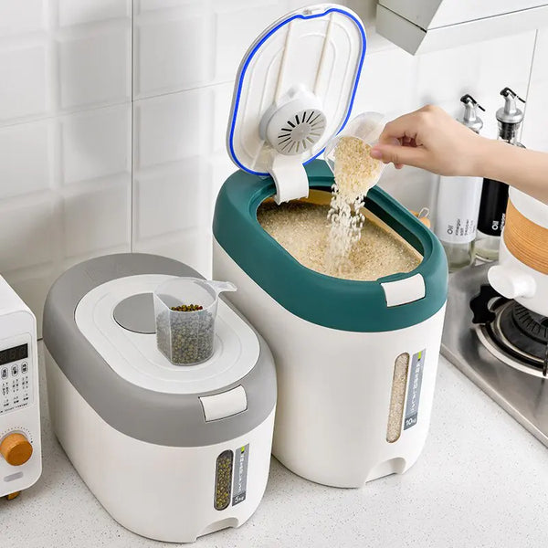 Effortless Storage Automatic Kitchen Rice Bin - Maximize Space and Keep Your Rice Fresh - Totostore