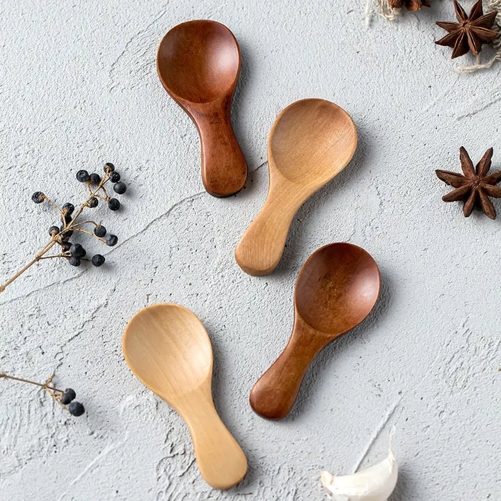 4-Piece Mini Wooden Spoons Set - Perfect for Cooking and Serving - Natural Wood Kitchen Utensils - Totostore