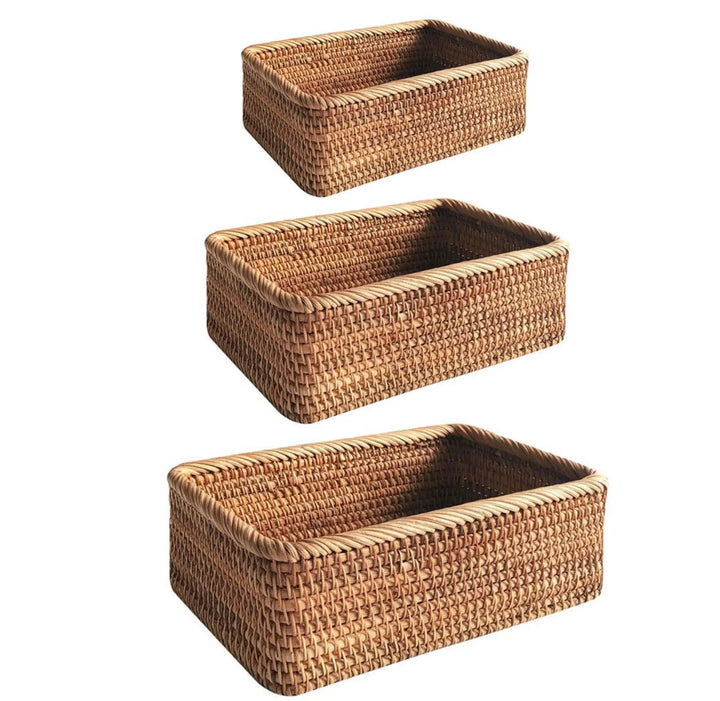 Handmade Rattan Tray Basket - Practical and Stylish Home Organizer - Totostore