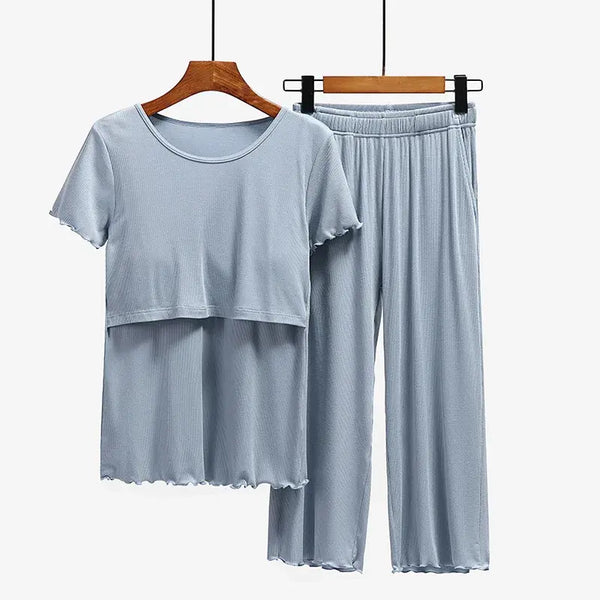 Comfy Stylish Maternity Sleepwear Set for Expectant Moms - Totostore