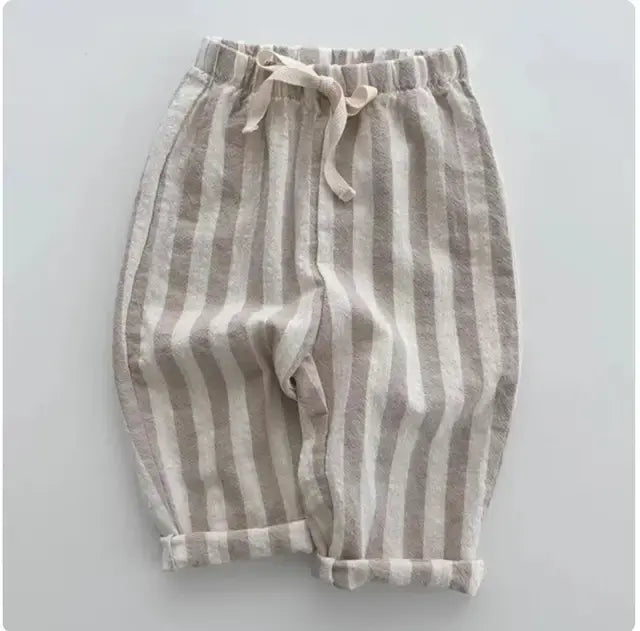 Vintage Linen Cotton Stripe Pants - Totostore