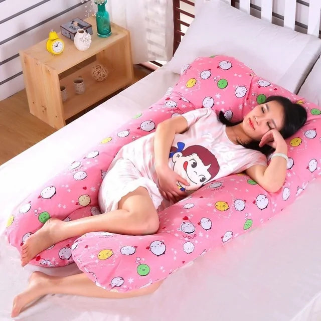 Pregnancy Support Pillow - 100 Cotton U-Shape Rabbit Print for Maternity Side Sleepers - Totostore