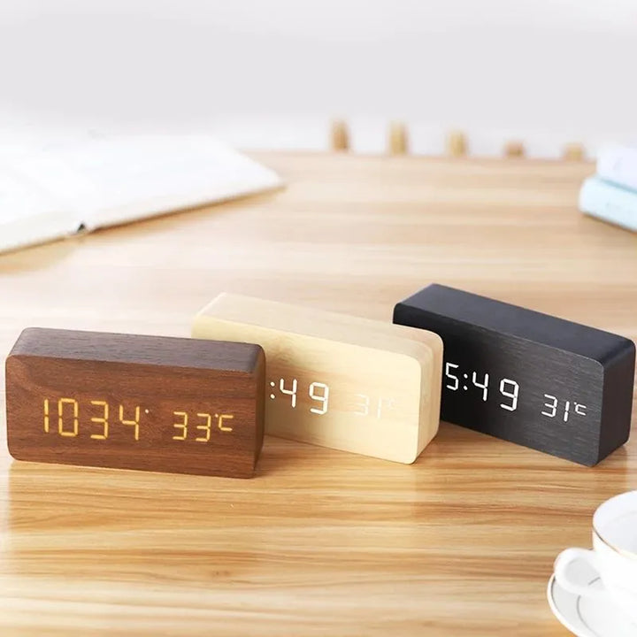 Wooden Digital Alarm Clock - Stylish and Functional Home Decor Keywords Wooden Digital Alarm Clock Home Decor - Totostore