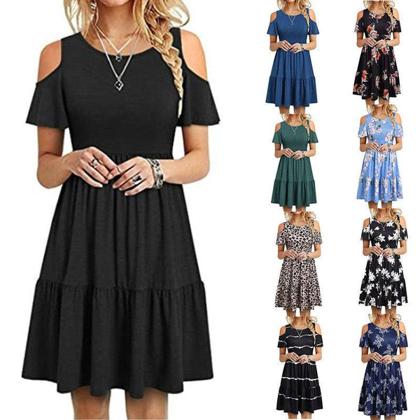 Women's Fashion Short Sleeve Off-shoulder Dress