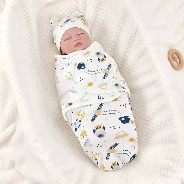 Cotton Baby Swaddle Blanket With Hat - Totostore