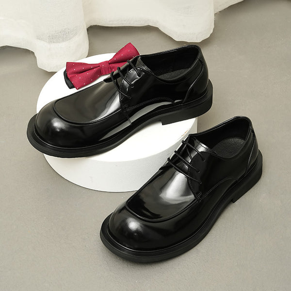 Genuine Leather Mens Wide Fit Shoes with High-Grade Patent Finish - Stylish and Comfortable