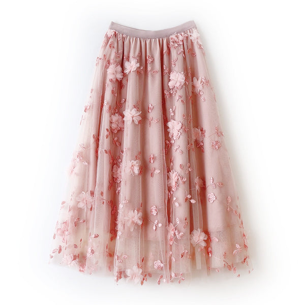 Embroidered Mesh Skirt - Elegant and Stylish for Any Occasion