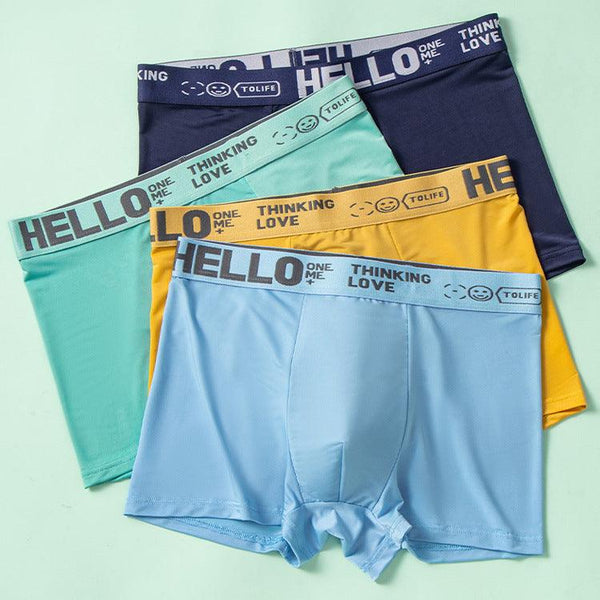 HELLO Ice Silk Boxers Popular Mens Underwear with Youthful Design