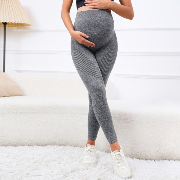 High Waist Pregnancy Yoga Pants with 3D Belly Support - Comfort for Expecting Moms - Totostore